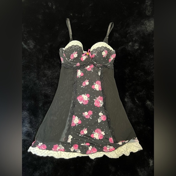 Jessica Simpson Other - Jessica Simpson Floral & Polka Dot Babydoll Slip Dress - Size Small